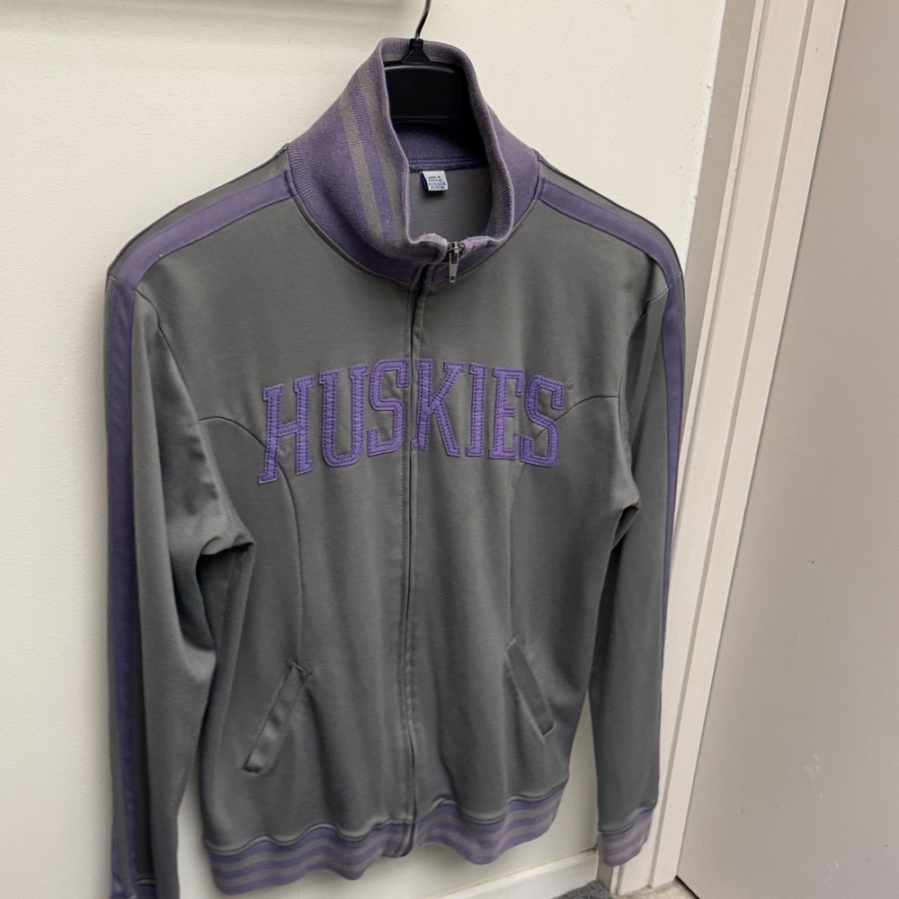 Vintage 90s Gray and Purple Huskies Zip-Up JacketM/L
